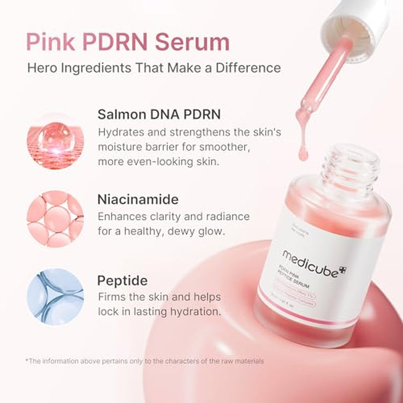 Korean Pink Skincare Set - PDRN Gel Mask, Serum and Collagen Cream